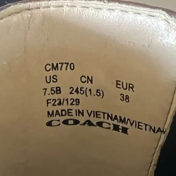 Coach Jayla Boots Brown Black Leather Lug Sole Platform Ankle Booties Women 7.5 - Picture 5 of 8